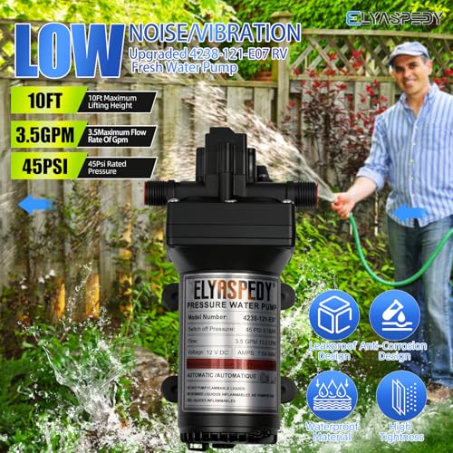 Image of 2026 Upgraded 4238-121-E07 RV Fresh Water Pump, 12 V DC 3.5 GPM, 45 PSI