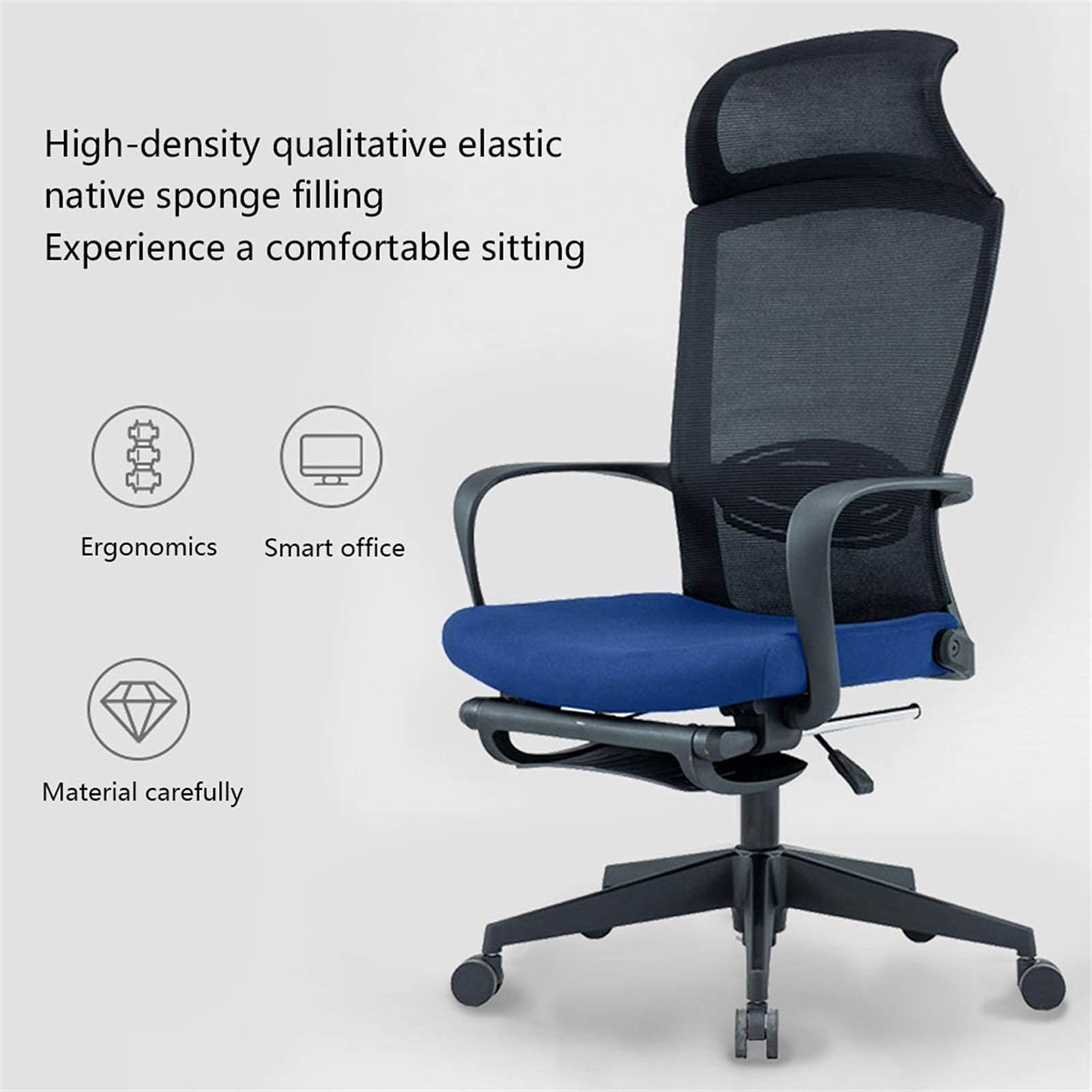 Sedia da Ufficio Sedia da Ufficio ergonomica Supporto per la Vita Sedia da Lavoro reclinabile Schienale Alto Sedia per Computer Regolabile Sedia in Rete per (