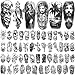 77 Sheets Temporary Tattoos, Chicano Large Fake Tattoos Chicano Guadalupe Gangster Prisoner Day of the Dead, Lowrider Style Culture Mexico Clown Fake Tattoo Stickers for Men Women Adults