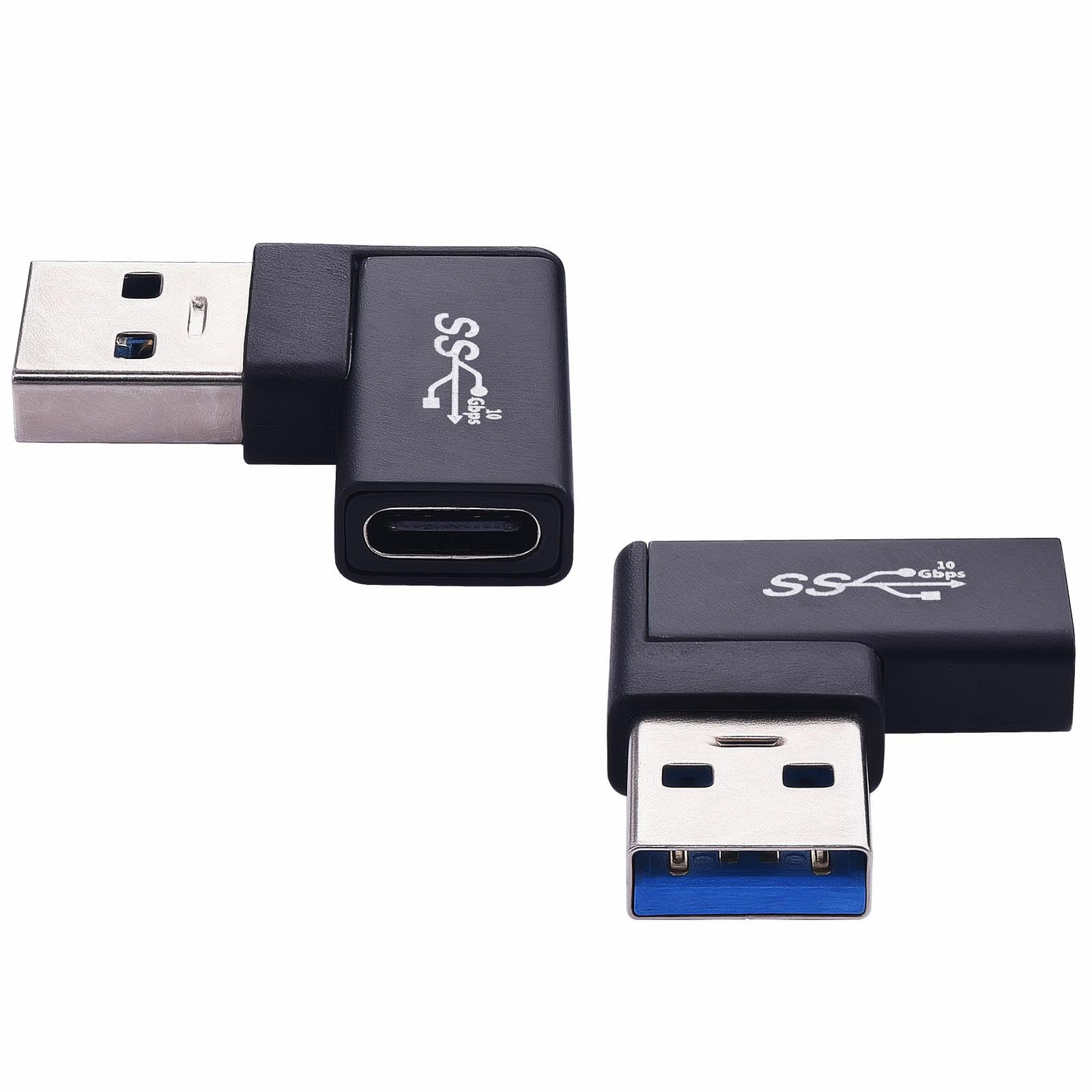 Leehitech 2 Pack 180 Degree Angled USB A Adapter,10Gbps U-Shape USB 3.2 A Mal...