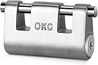 Vista 1 de OKG Ultra Secure Stainless Steel Lock - Heavy Duty Solid Cast Padlock - 3 Keys, 2 Rods, 7/16" Shackle, Push Cylinder, Rust Proof Outdoor Lock