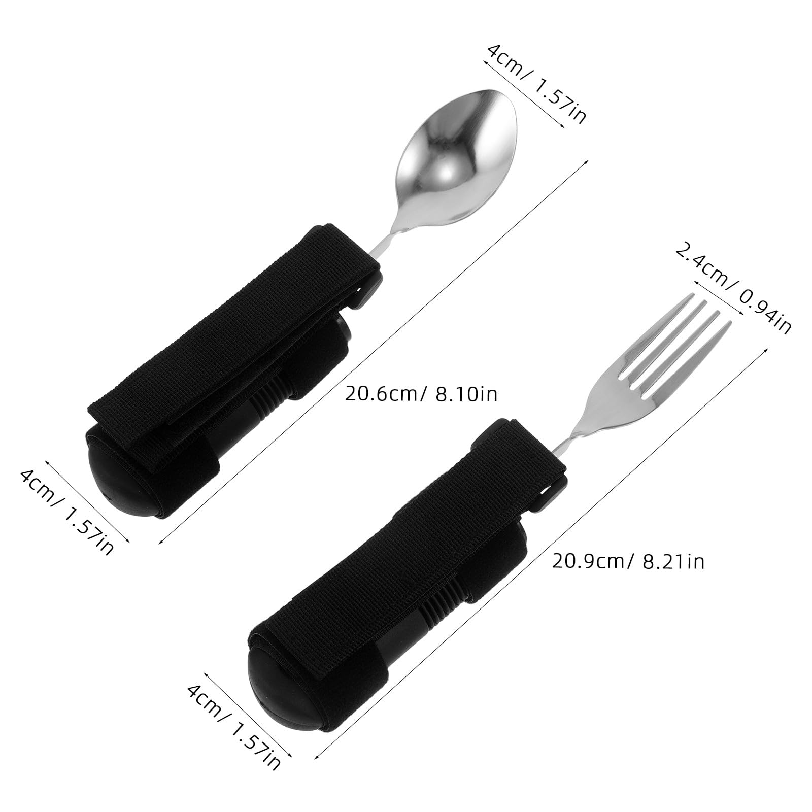 Lurrose 2 utensilios adaptados para comer: cuchara y tenedor flexibles y antideslizantes con correa para facilitar la alimentación en el hogar, ideales para personas mayores con discapacidad o