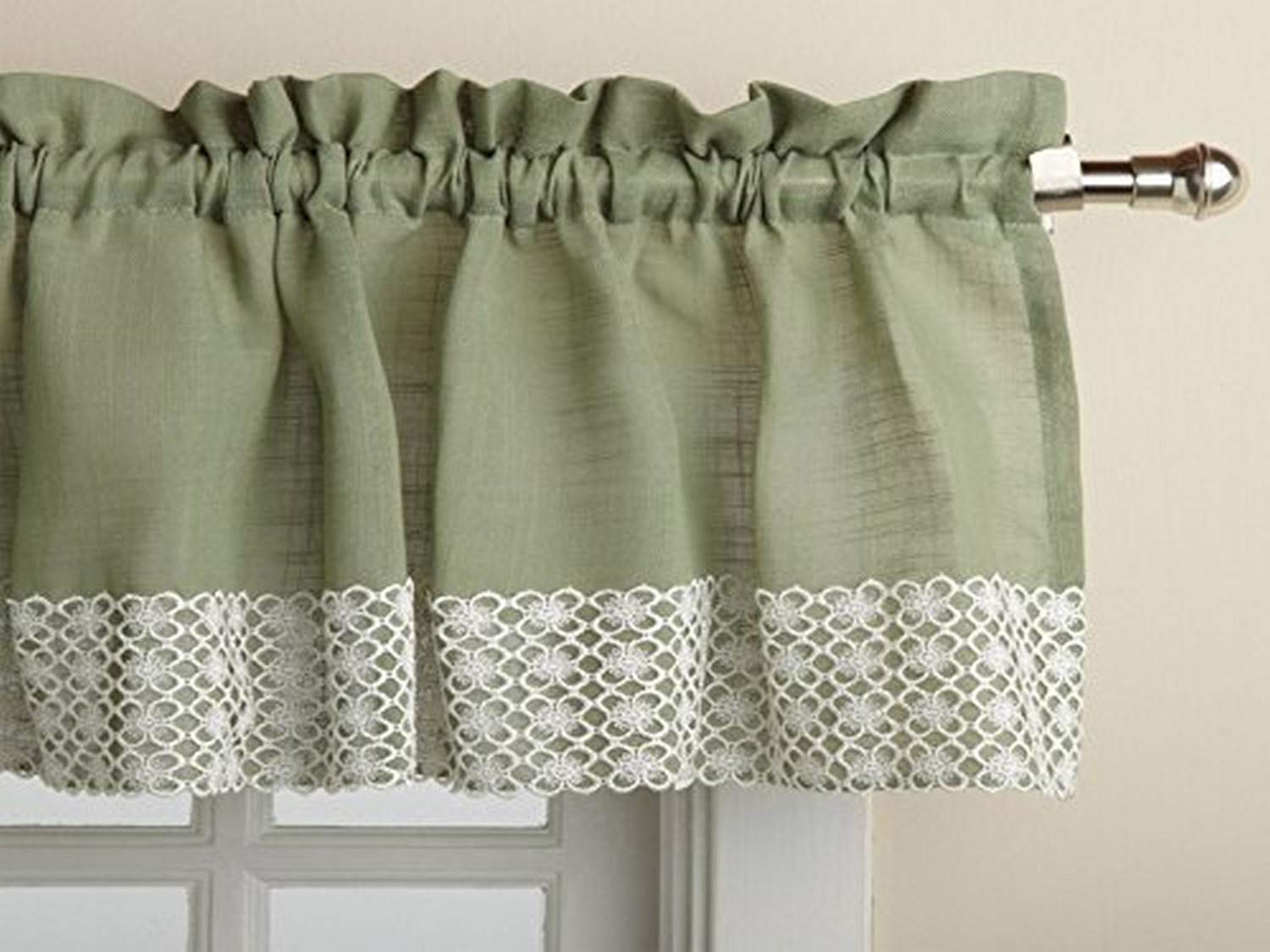 Sweet Home Collection Kitchen Curtains for Windows 40+ Styles &amp; Colors Swag, Valance, Tier Sets &amp; Panels Cafe Curtains for Farmhouse, Rustic, Modern Décor, Salem Sage, Valance