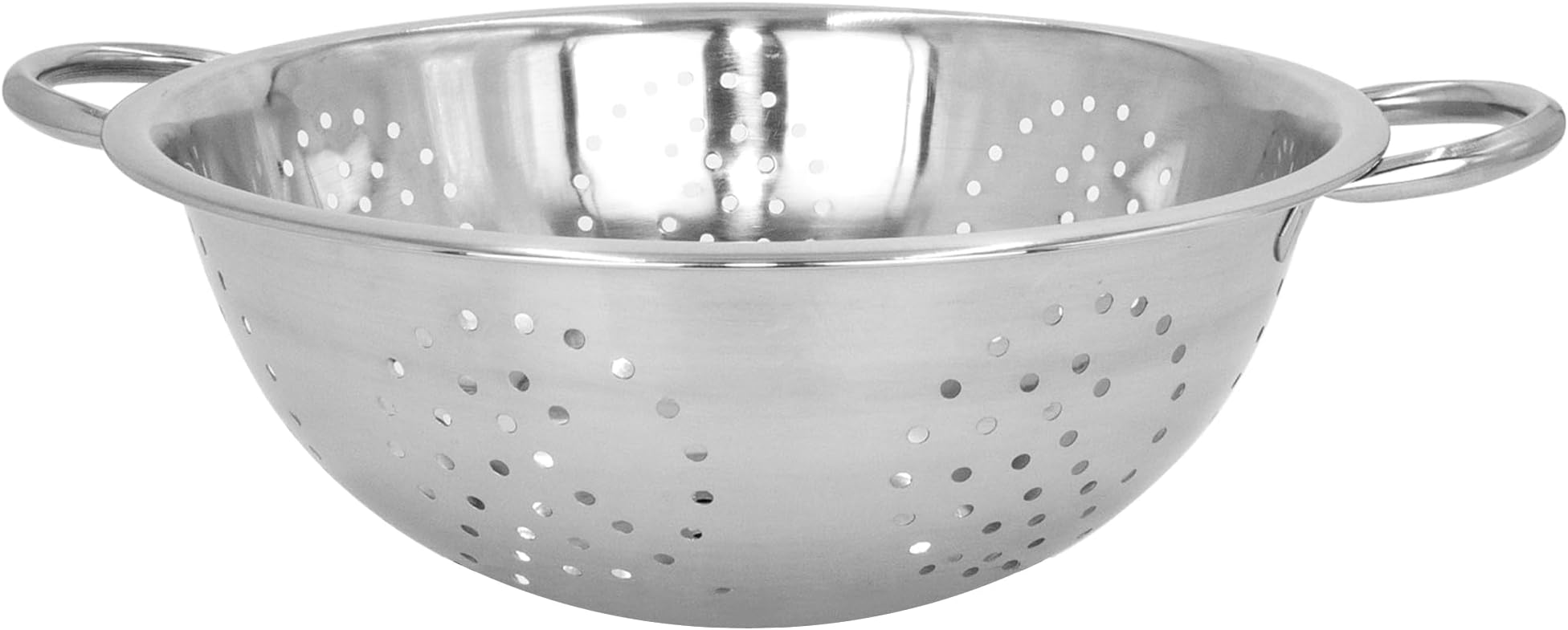 Stainless Steel Deep Colander 28cm (11") - Freestanding with Round Base, Wide Twin Round Handles, Vegetables, Fruits, Kitchen Accessories, Pasta Filter (Silver - 28cm)