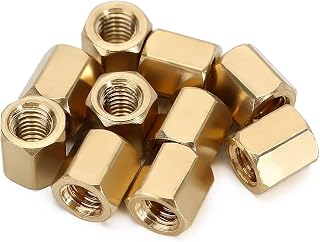 INJORA Brass Hex Long Nuts Coupling Sleeve Nuts M2.5x5mm Nuts for 1/18 TRX4M Upgrade Parts, 10PCS