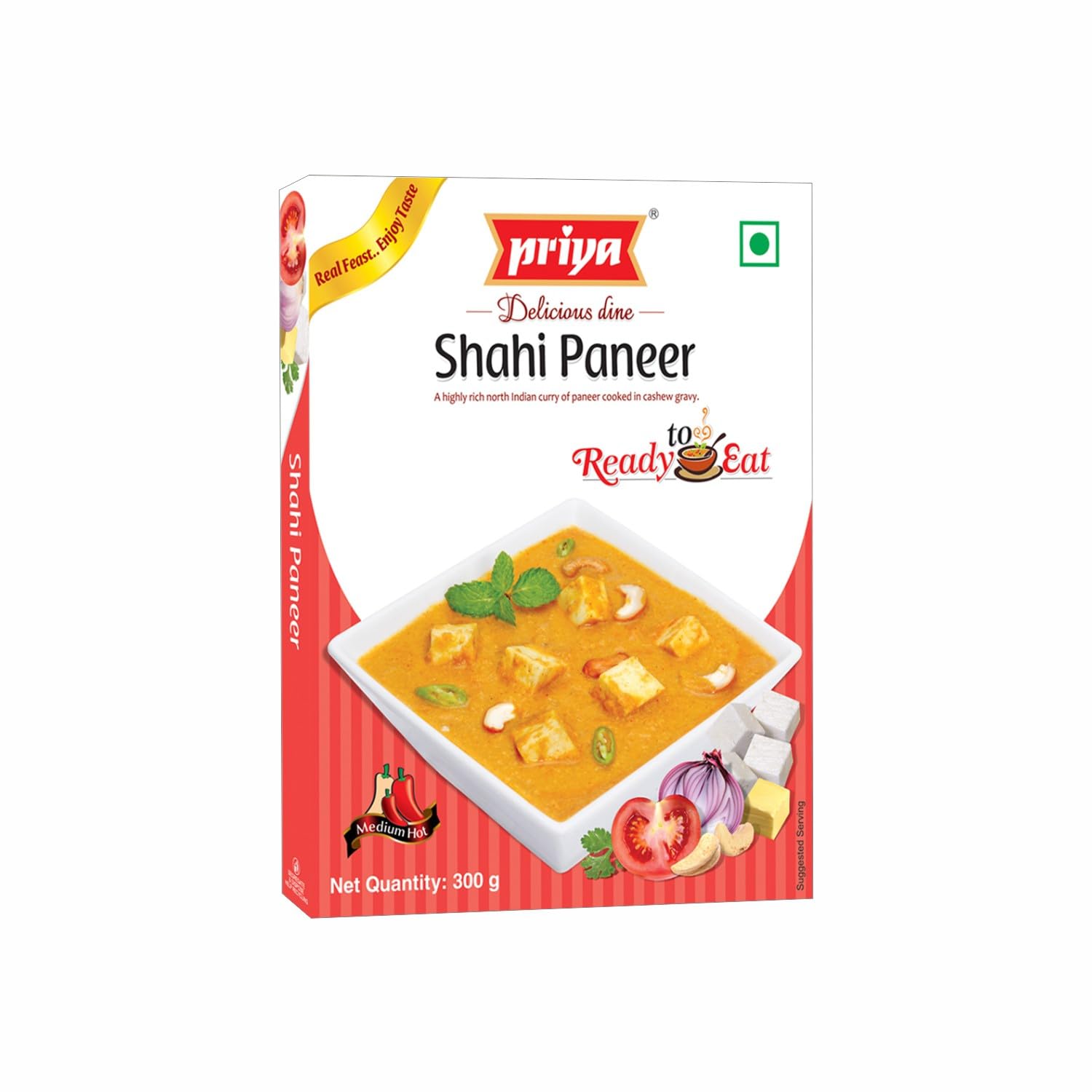 Priya Ready to Eat Shahi Paneer - 300g (Pack of 2) - I Total 600gm I Authentic | Creamy and Royal Indian Delicacy | Easy To Cook