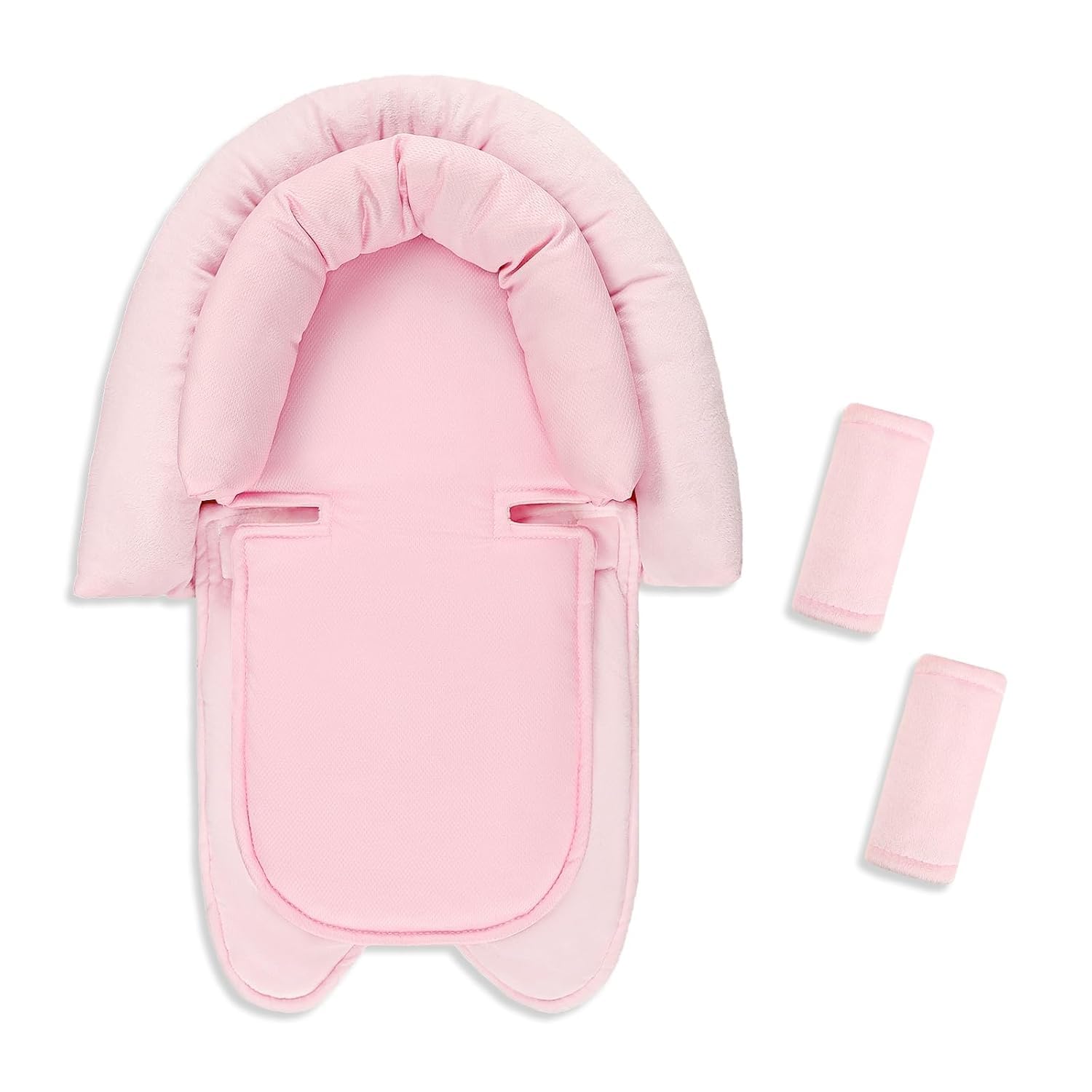 Hooyax Infant Car Seat Insert & Strap Covers, Car Seat Head Support for Baby Girls, 2 in 1 Breathable Air Mesh Car Seat Insert for Newborns, Double-Sided Reversible, for Infants Aged 0-12 (Pink)