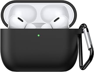 NIMASO ケース AirPods Pro 3 第3世代 専用 カバー エアーポッズ プロ 3世代 シリコン 保護 ケース カラビナ付き ワイヤレス充電対応 (ブラック) NEC25H1926