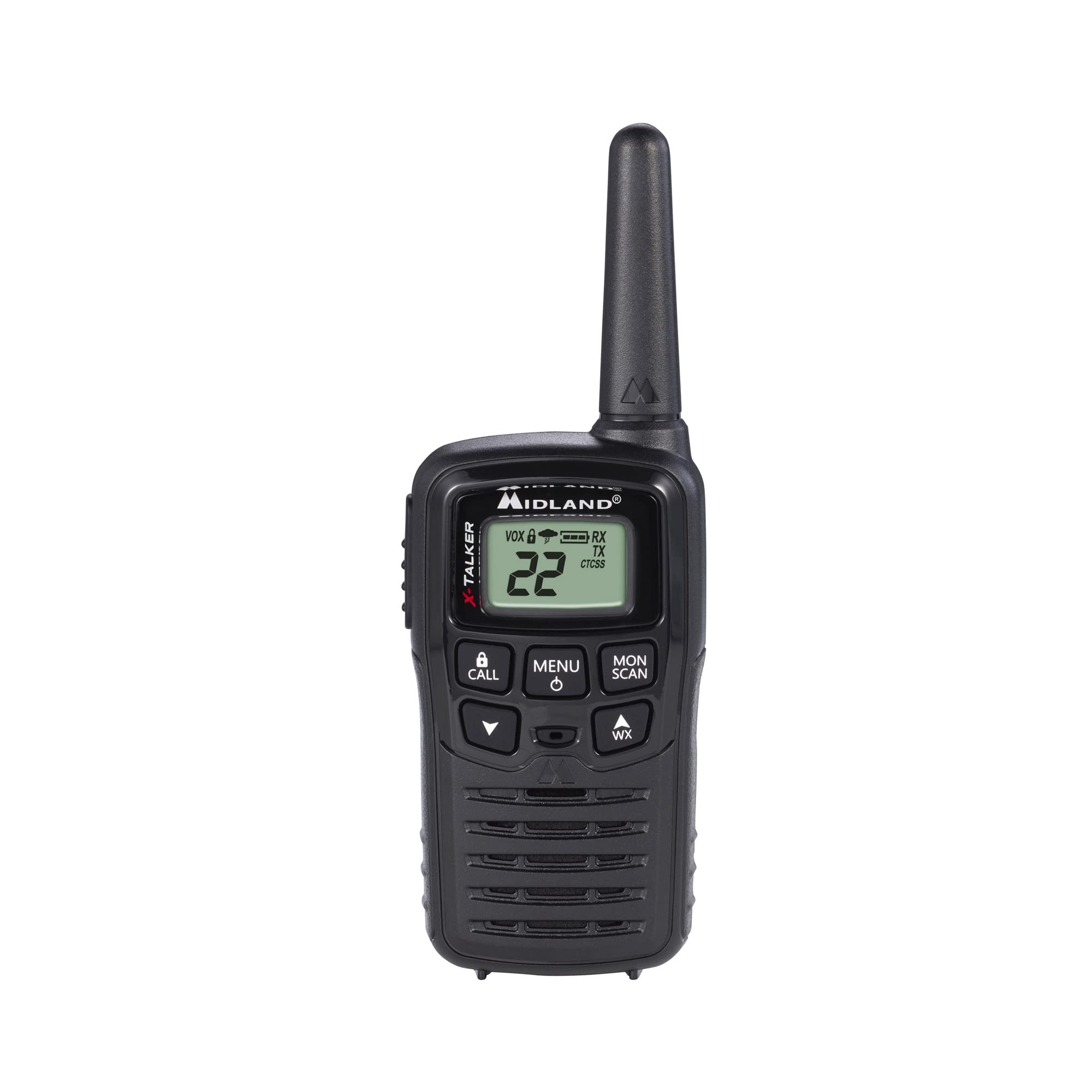 Midland T10 22 Channel FRS Walkie Talkie - Up to 20 Mile Range Two-Way Radio - Black (Pack of 4)