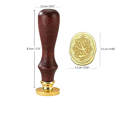 Miniatura 2 de Sello de cera con letra inicial del alfabeto L, sello de cera de sellado de letras vintage con cabeza de latón extraíble y mango de madera, para