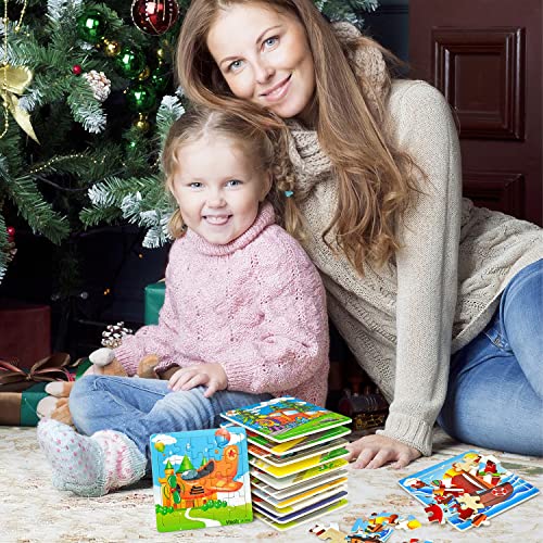 Vileafy Wooden Transportation Puzzles Party Favors For Toddlers 3-5 Years Old, 12Pack Return Gifts For Kids Birthday And Great Classmate Gifts For Preschooler With Free Organza Bags #TOP7