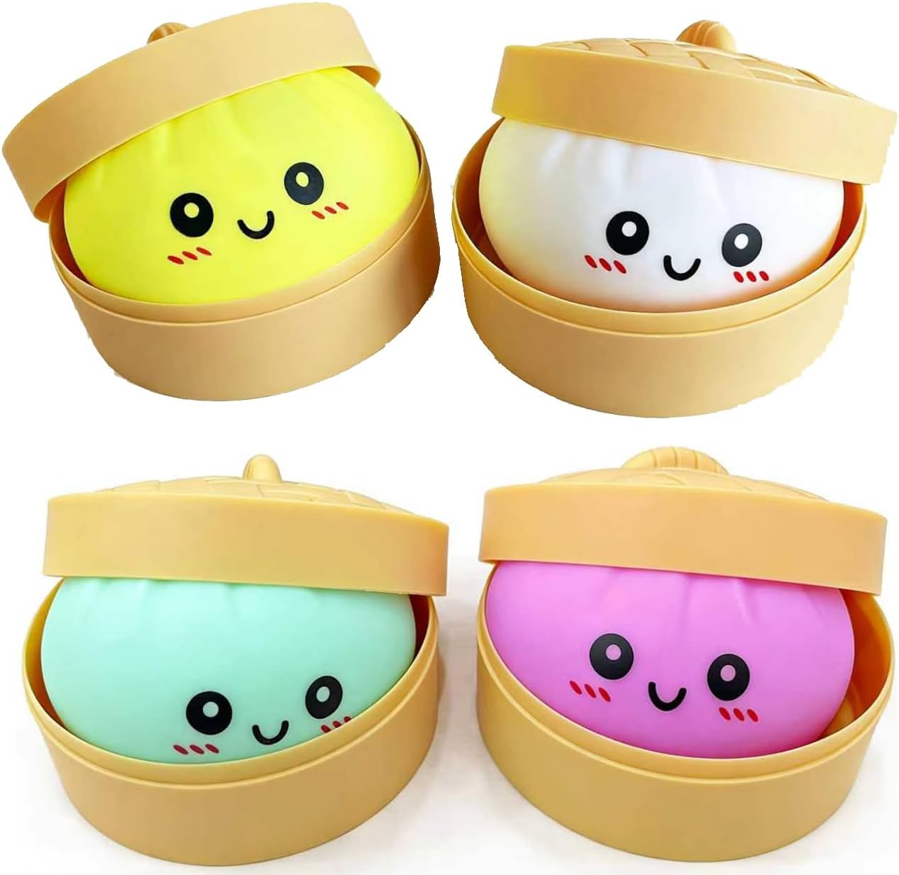 4PCS Dumpling Squishies Stress Balls, Dumpling Mystery Dumpling Squishy,Dumpling Stress Ball Large Squeeze Dough Ball Stress Relief Toy for Adults