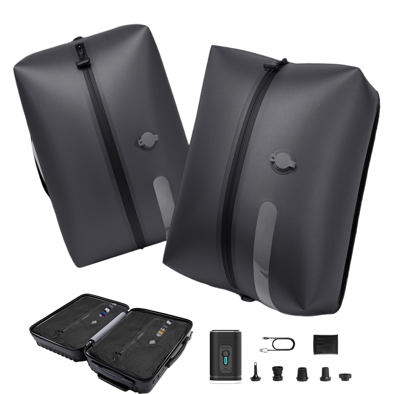 LEMVUZ Travel Vacuum Bags with Electric Pump,Compression Bags for Carry-On Suitcases & Backpacks,40L Luggage Vacuum Bags with IP68 Waterproof Zipper,