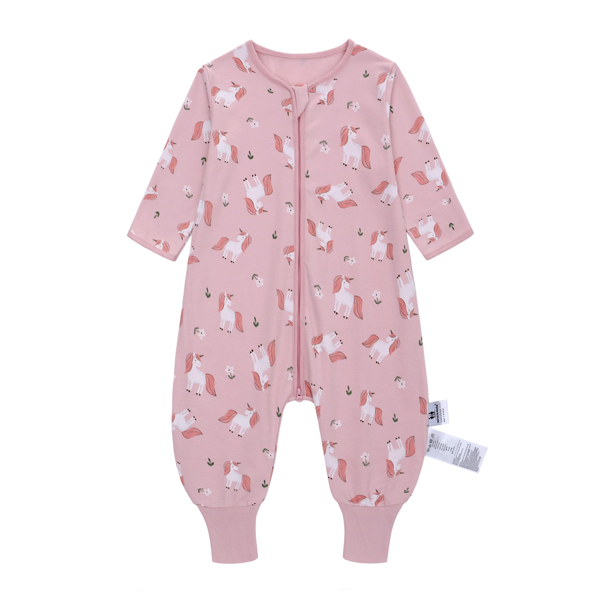 Baby Schlafsack Sommer mit Füßen 0.5 Tog 100% Baumwolle Kinder Sommerschlafsack mit Ärmel für Jungen und Mädchen