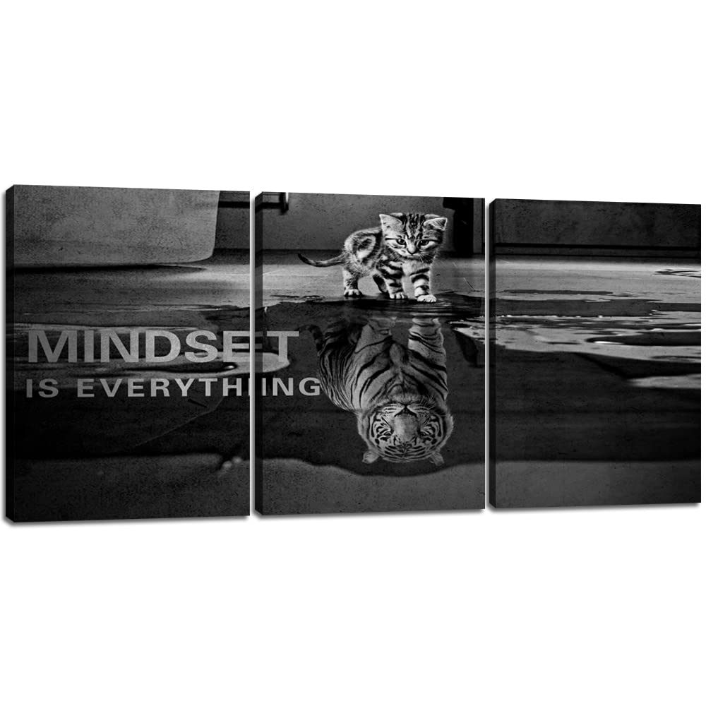 Photo 1 of 3 Panels Mindset is Everything Motivational Canvas Wall Art Inspirational Entrepreneur Quotes Poster Print Artwork Painting Picture for Framed Home Decoration Living Room office bedroom 60''W x 28''H Art-30 60''W x 28''H