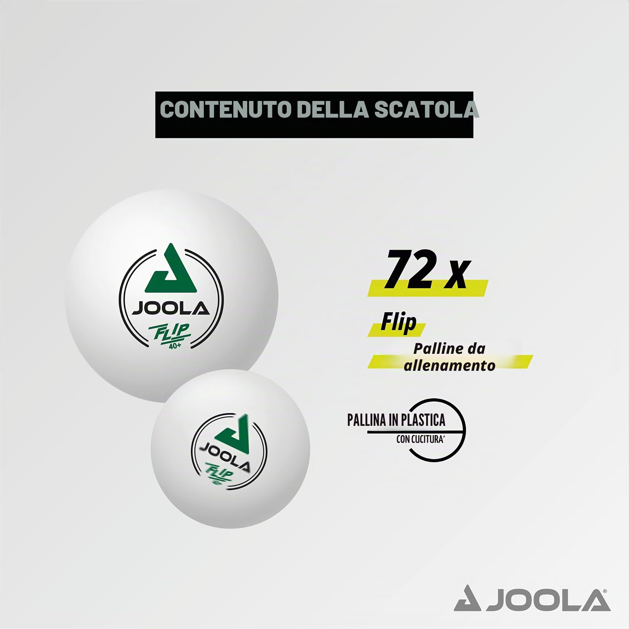 JOOLA Flip 72 Pacco Palline da Tennis da Tavolo, Unisex – Adulto, White,