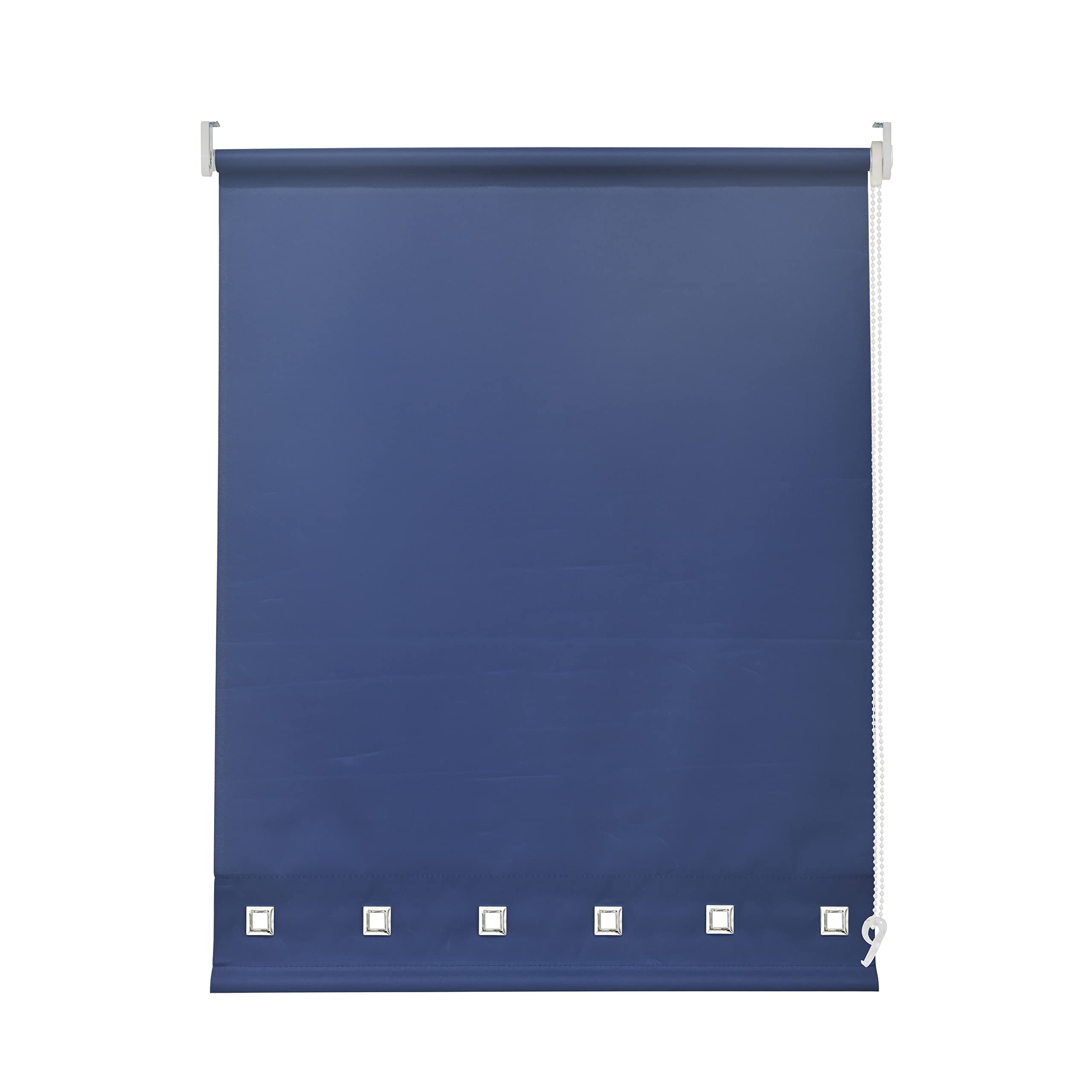 Square Eyelet Light Filtering Roller Blinds, Navy Blue (W 114cm x H 165cm)