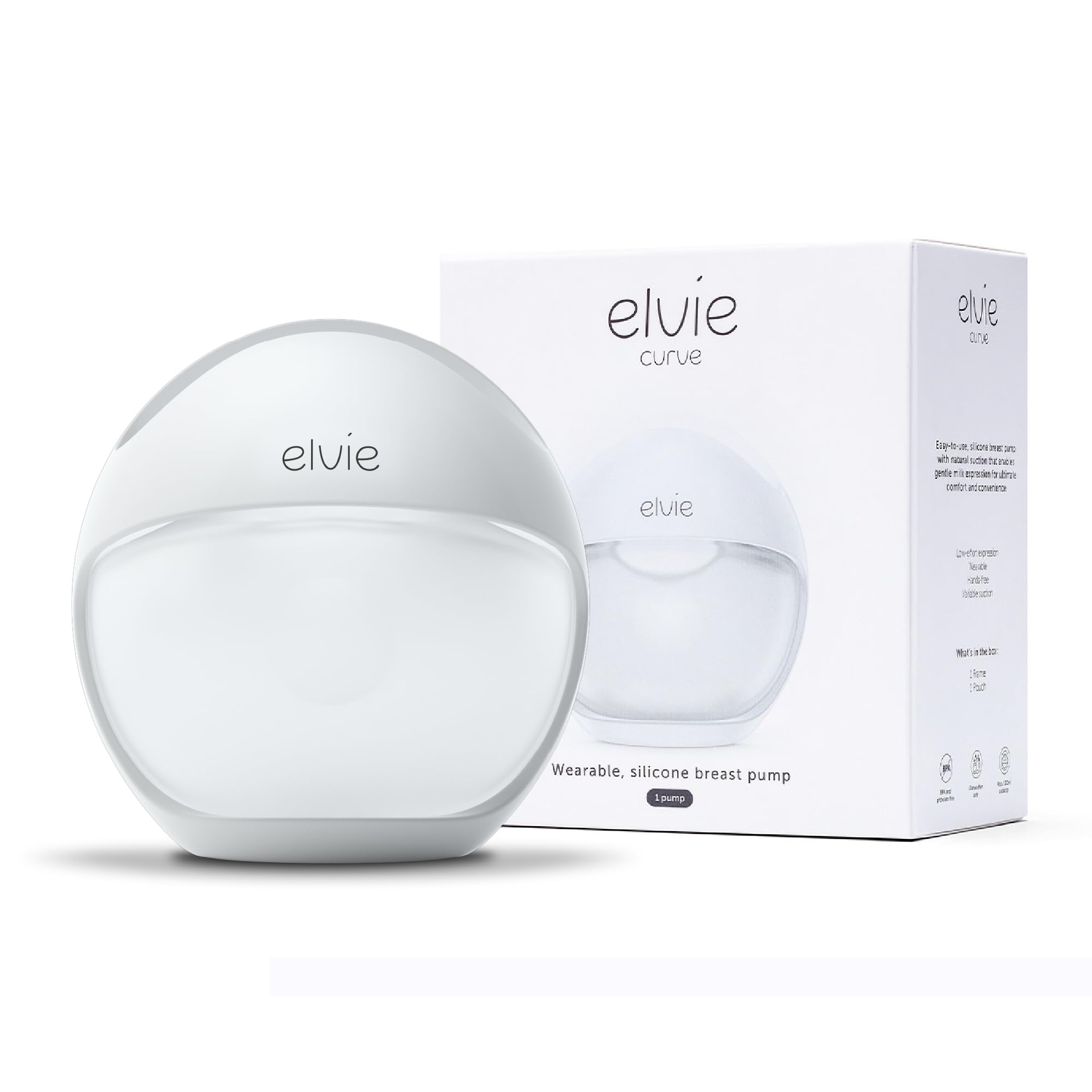 Elvie Curve Wearable Manual Breast Pump | Hands-Free Natural Suction Silicone Pump | BPA-Free, Collects Let-Down & Relieves Engorgement (4 oz/120 ml)