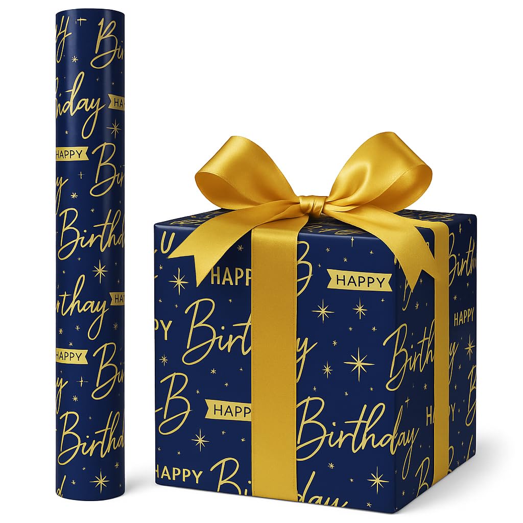 ANGIX 3m Happy Birthday Wrapping Paper Roll - Colourful Gift Wrap for Kids, Boys & Girls - Recyclable Birthday Present Wrapping Sheet - Party Gift Wrap Roll (1)