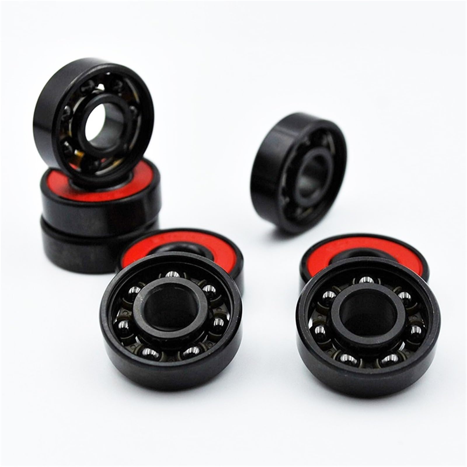 Rodamiento de bolas de cerámica híbrido negro 608 2RS, 8 x 22 x 7 mm, for patines, monopatines, ruedas, rodamientos en miniatura, 1 unidad