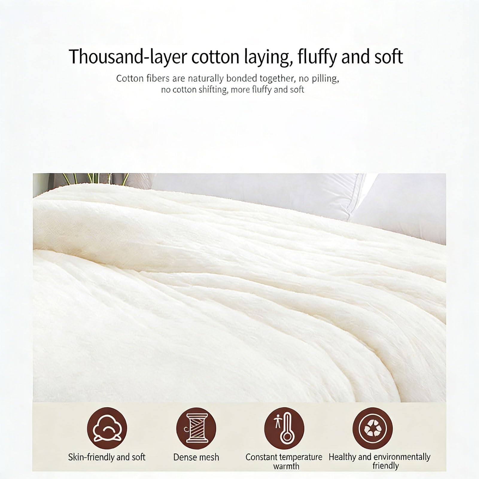 Genérico Relleno Nórdico de Algodón de Fibra Larga Clase A - Edredón de Algodón Natural Suave y Transpirable, Manta para Todas Las Estaciones, Ideal para Alergias y Niños (A 1.8x2.2m/6x7.2ft~2kg)