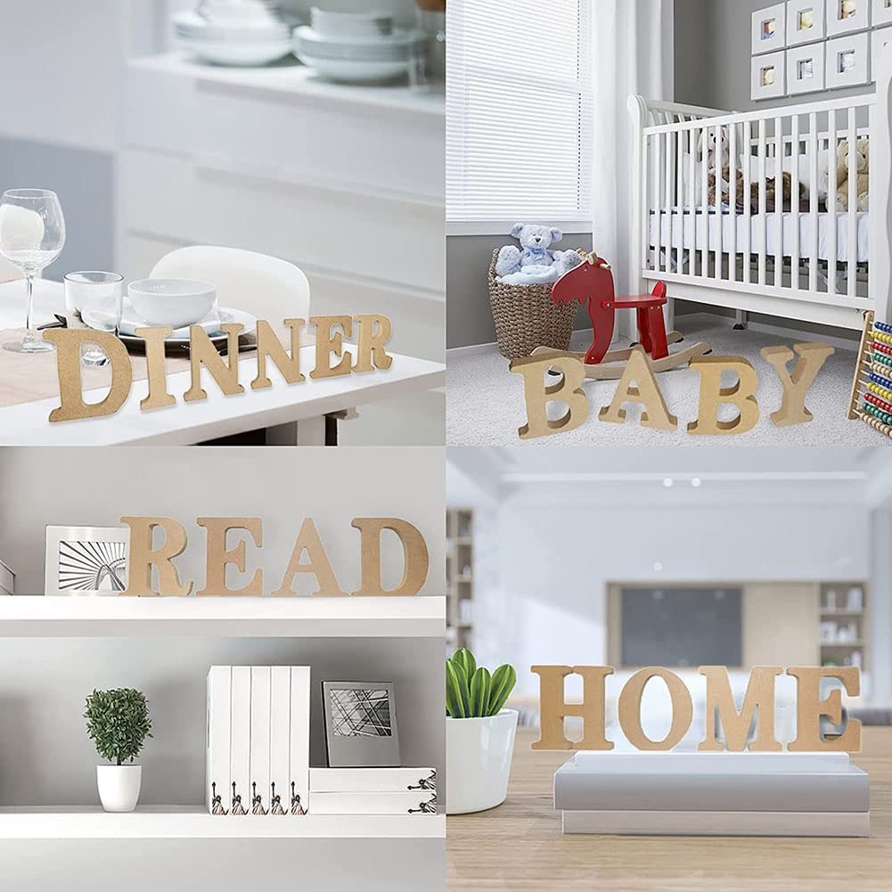 43 Piezas de Letras de, Letras de Sin Terminar, Letras Decorativas de Pie, Rebanadas, Letrero, DecoracióN para el Hogar Artesanal