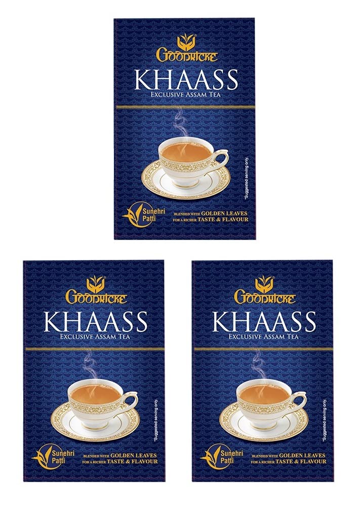 GOODRICKE Khaass Assam Tea - 250 gm, (Pack of 3) | Golden Leaves | Milk Tea with Richer Taste & Flavour | Sunehri Patti Chai | Irresistible Aroma