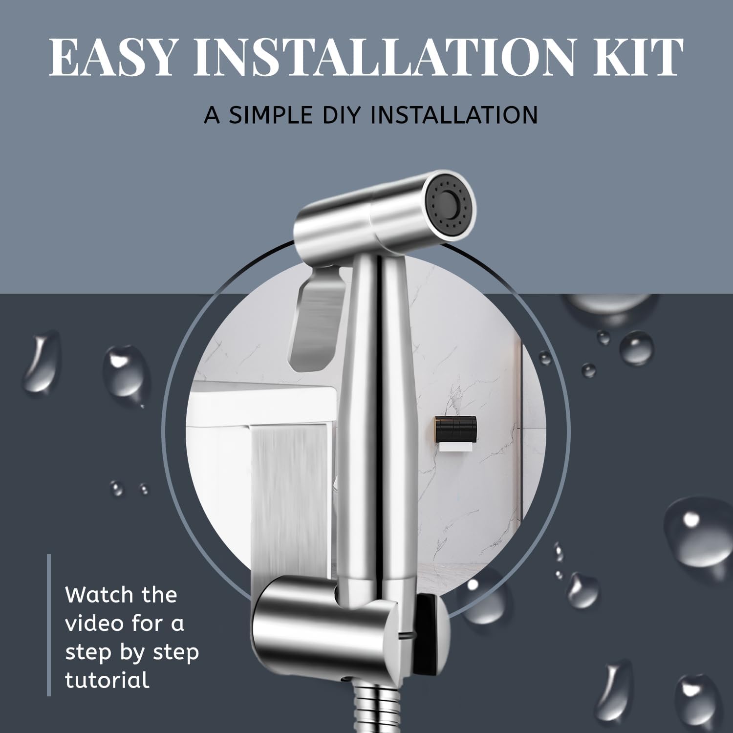 Bidet Sprayer – Handheld Jet Spray for Attachment Toilet, Adjustable Water Pressure Toilet Muslim Shower Easy to Install - Stainless Steel, with Bidet Hose for Feminine Wash