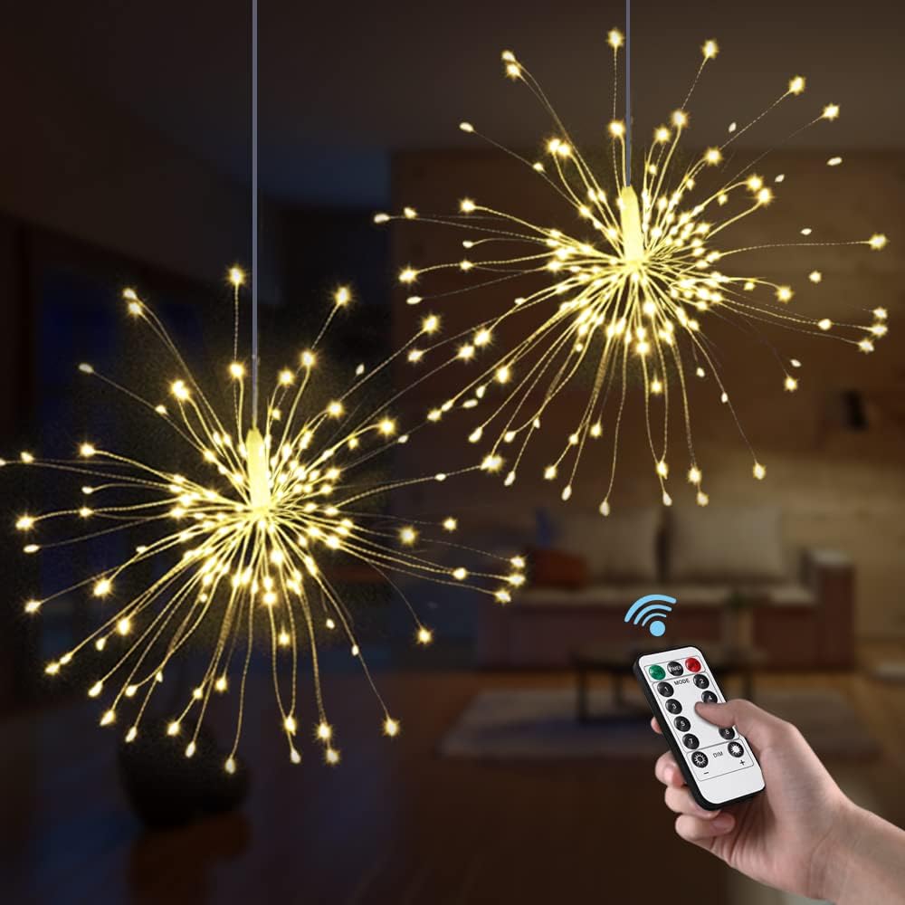 1200 LED Rechargeable Firework Lights - Remote Control Starburst Fairy Lights With 8 Modes