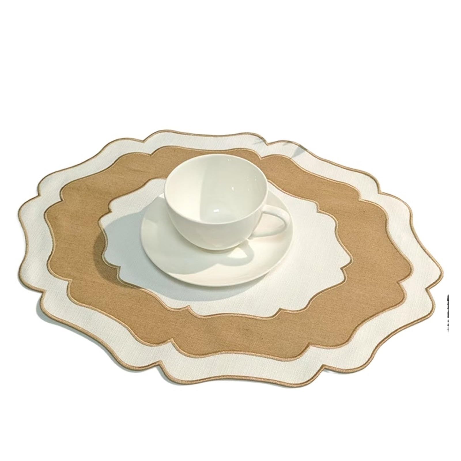 Placemats Modern Simple Two-color Placemat Household Heat Insulation Washable Ironing Coaster Kitchen Supplies Irregular(Brown)