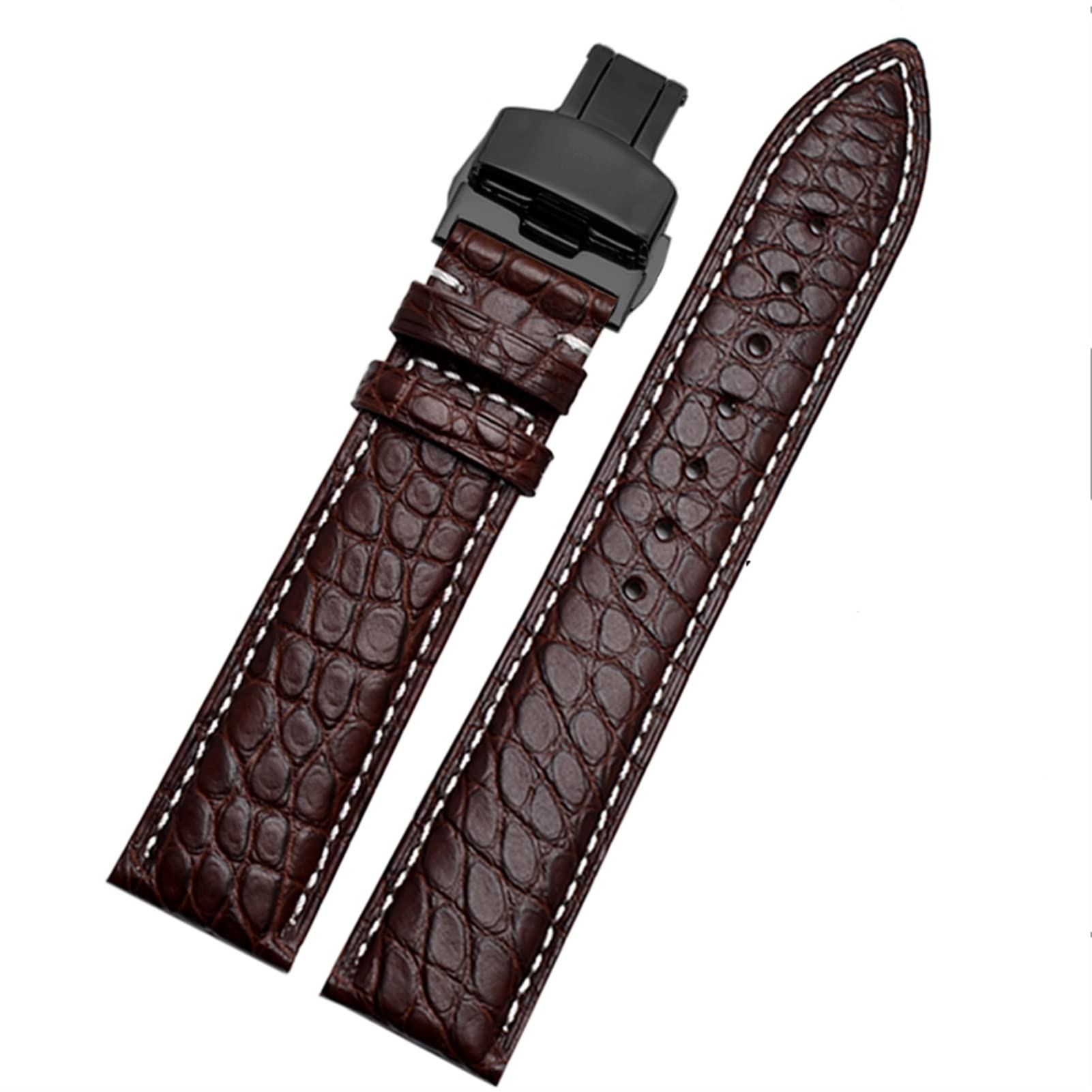Correa de reloj de piel de cocodrilo para cualquier marca de 12, 13, 14, 15, 16, 17, 18, 19, 20, 21, 22, 23, 24 mm, con cierre plegable, 23mm, Ágata