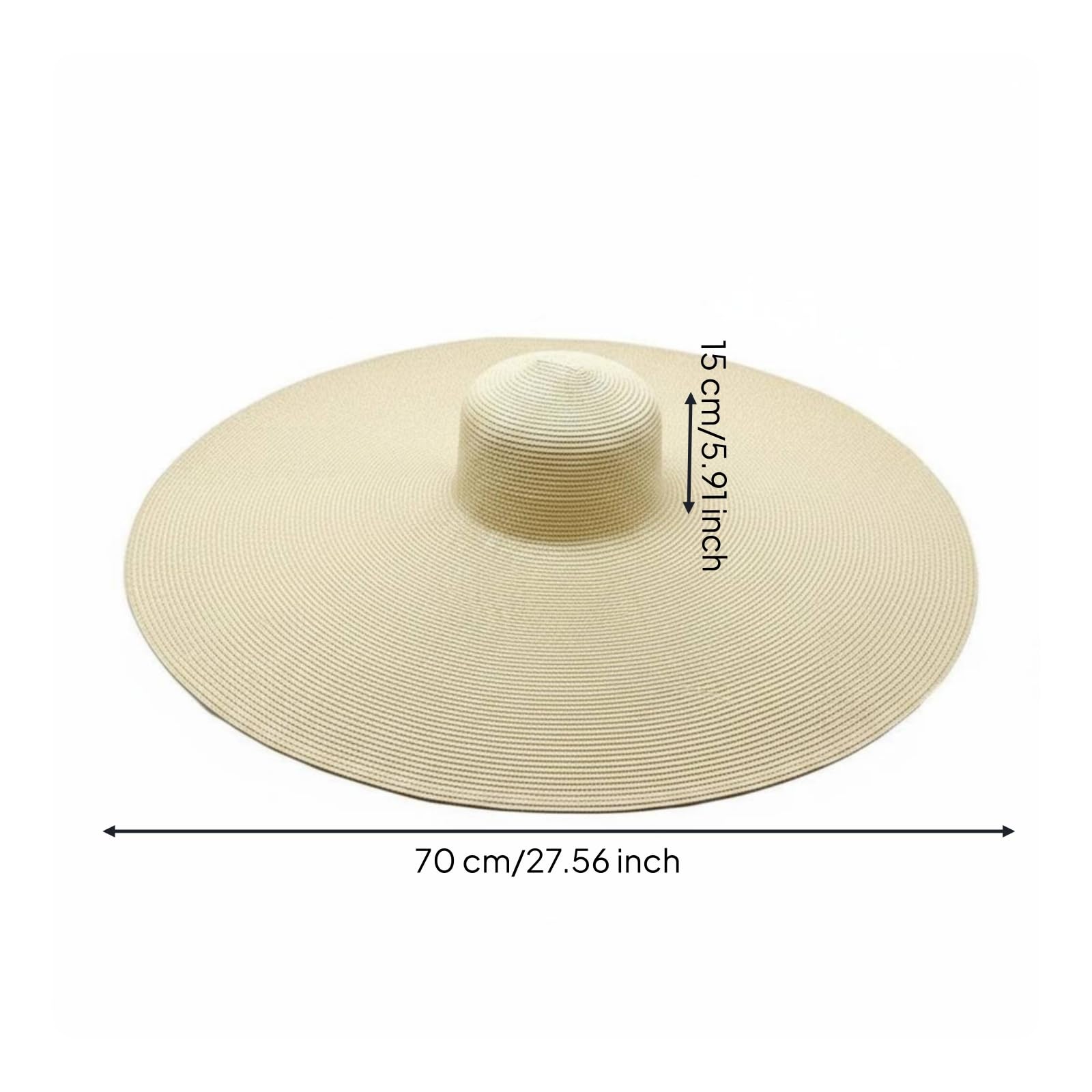 Chapeau de Soleil pour Femme Chapeau de Plage Chapeau Anti‑ Chapeau Pliable Chapeau à Large Bord en Paille Papier Style Décontracté Adapté aux Tenues, Beige, 25CM
