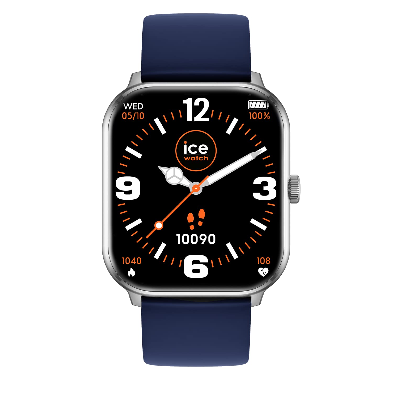 Ice-Watch - ICE smart Silver Navy - Silbergraue Smartwatch für Herren/Unisex mit Silikonarmband - 021412 (1,85")
