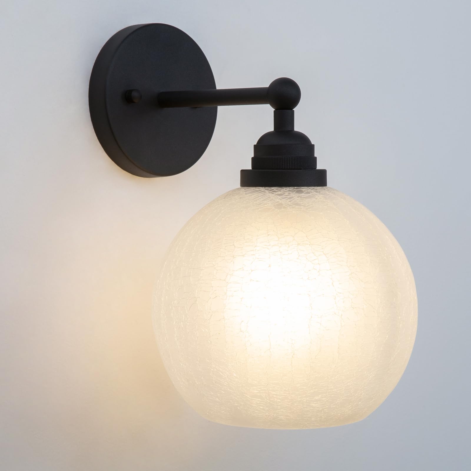 FZQSXAZU Vintage Industrial Single Wall Sconce with Frosted Globe Shade Round Hardwired Lamp for Bathroom Vanity Bedroom Living Room Decor
