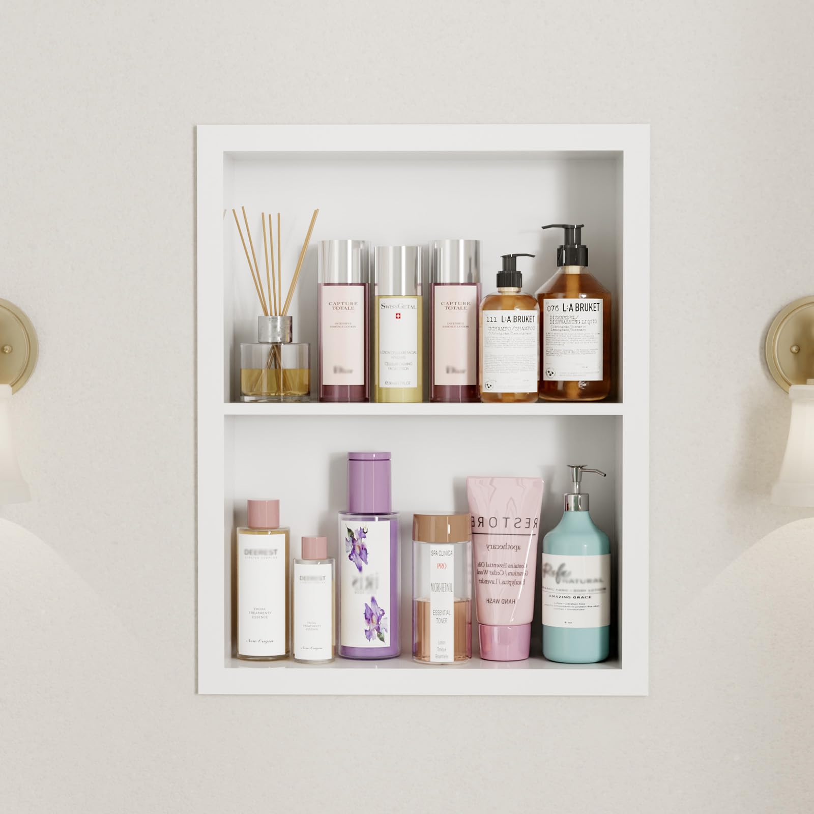 Oenalw 14x18 Medicine Cabinet Recessed Stainless Steel, 2-Tier, Medicine Cabinet Organizer,Stainless Steel Wall Niche, Bathroom Wall Cabinet, Recessed