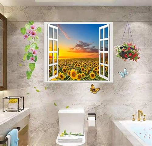 Miniatura 2 de Adhesivo autoadhesivo para pared, romántico, sala de estar, dormitorio, estudio, oficina, decoración de pared, paisaje del océano, calcomanía falsa