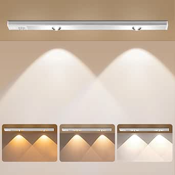 Luci LED Sottopensile Quntis 38 Cm Con Sensore Di Movimento – 3 Colori, 4 Livelli Dimmer, Batteria 2000 MAh, Ricarica USB-C