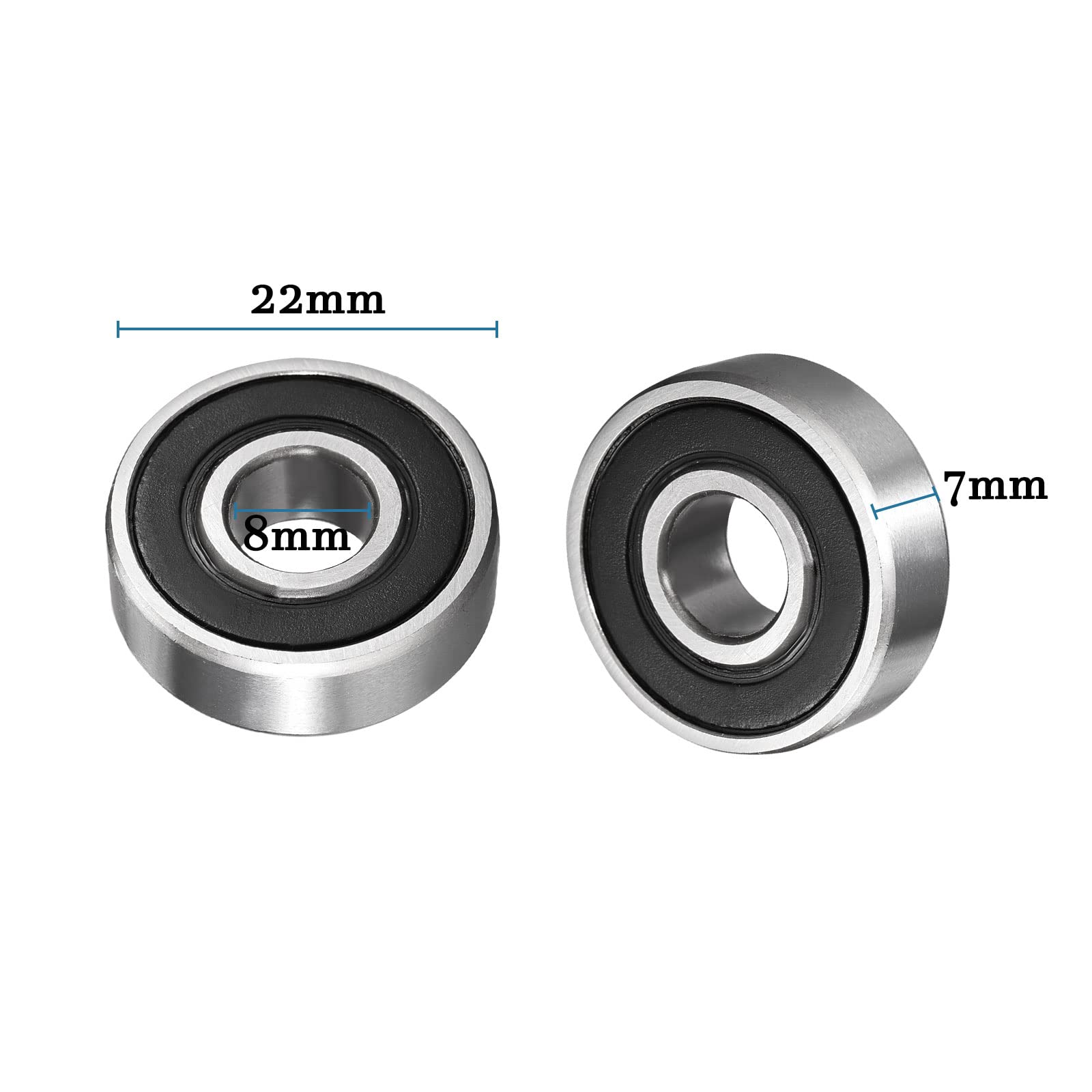 Cuscinetti A Sfere 608-2RS 8x22x7mm - Pacco Da 8 Pezzi, Acciaio Alto Carbonio, Doppia Tenuta - Foto 6