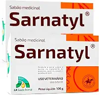 Sarnatyl 2 Sabonetes Medicinal Contra Sarna Pulgas Coceiras Caspa 100g cada - Cães Gatos Equinos, Bovinos