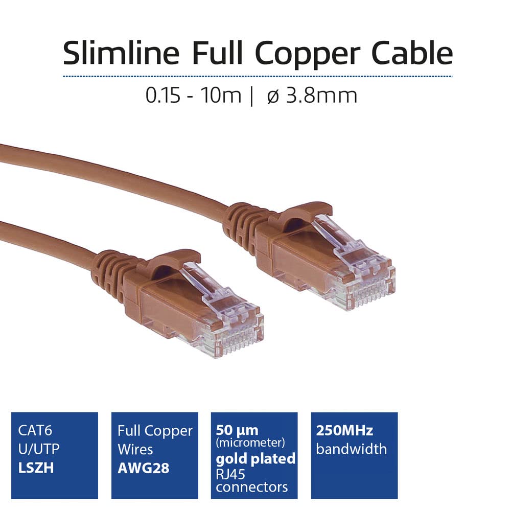 ACT CAT6 Network Cable, U/UTP LSZH LAN Cable, Thin 3.8 mm Slimline, Flexible Snagless Ethernet Cable with RJ45 Connector - Image 3