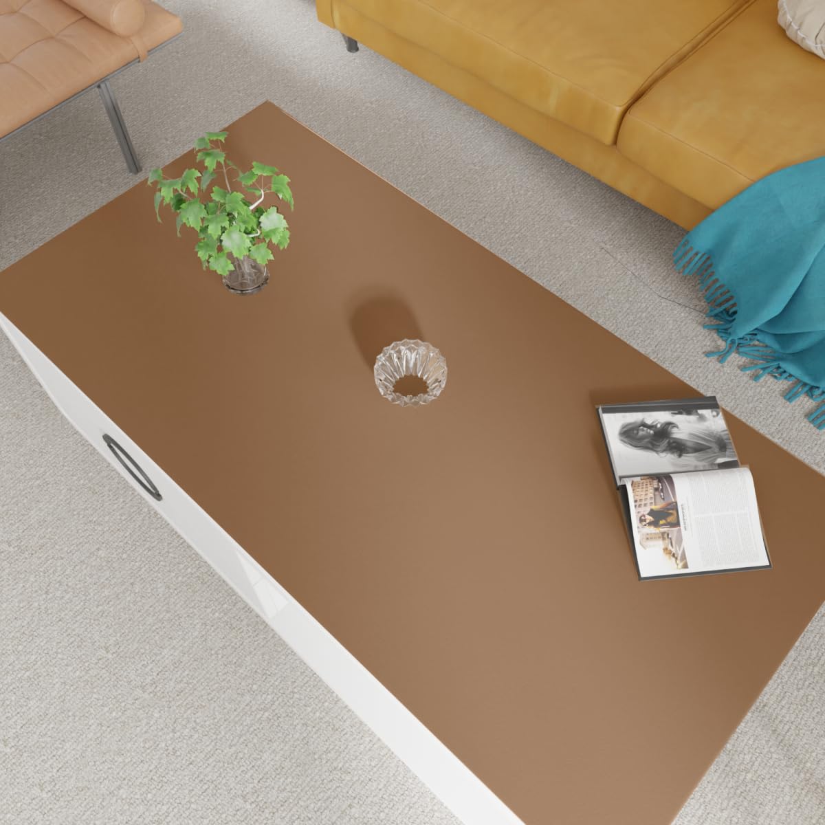 Desk Cover Protector - 24x36 Inch Waterproof Can Cover Up Defects Protect the Surface of Furniture from Scratches Can Be Used for Office Coffee Table Dorm(Mud Color+Champagne Gold 24x36)