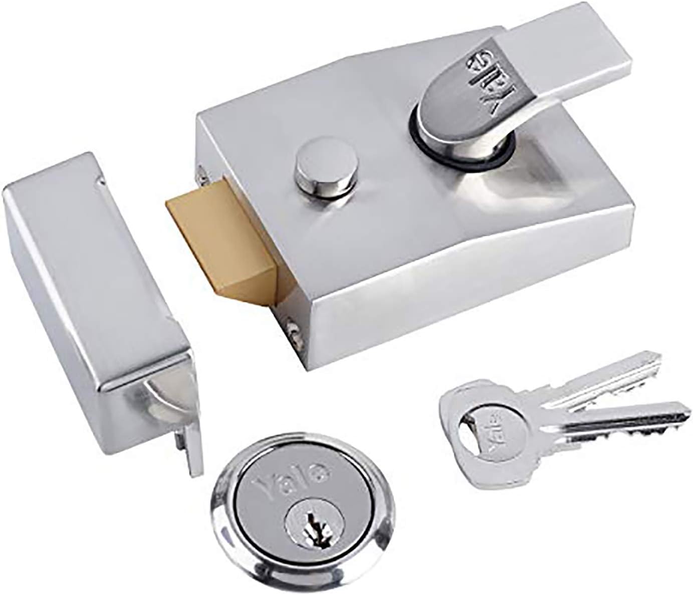 Yale P-89-CH-CH-60 Deadlocking Nightlatch, 60 mm, Chrome Finish, High Security with Automatic Deadlock