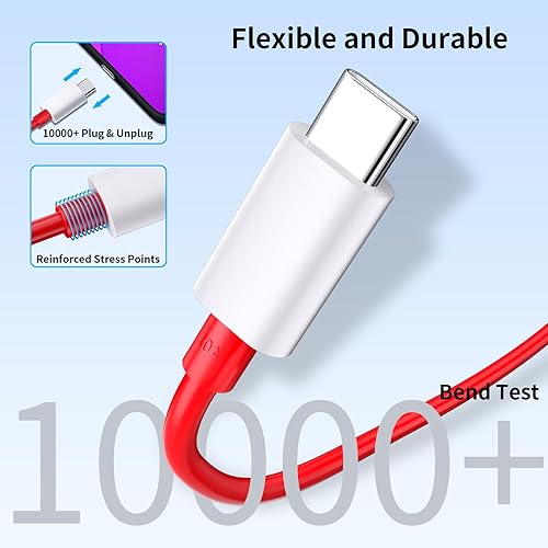 Miniatura 7 de COOYA Cable de carga USB C de 80 W para OnePlus 13 15 12 10 Pro, 10A USB A a USB C cable de carga para OnePlus 7 Pro 8 7T, cable de carga