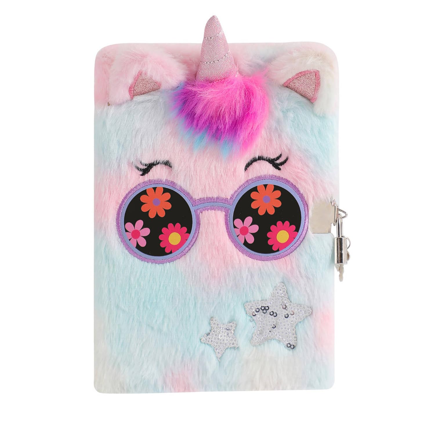 PESLNG Secret Diary Girl with Lock, Plush Notebook with Padlock, Kids Private Notebook, Gift Notepads School Office Travel Notebooks (Dream Unicorn, Multi) — image 1
