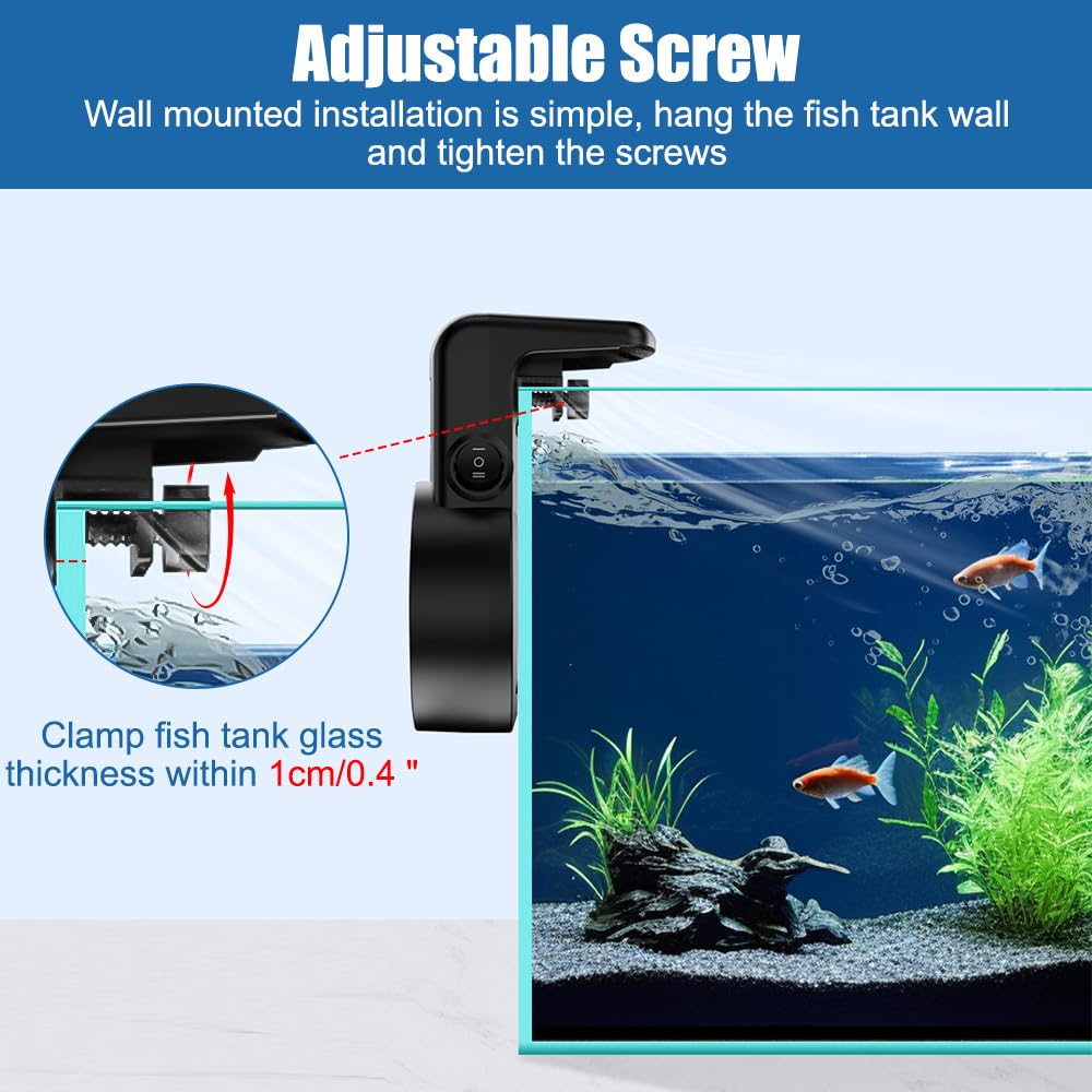 DONGKER USB Aquarium Lüfter, Wandmontierter Aquarium Wasserkühler, 2 Einstellbarer Windgeschwindigkeiten, geräuscharm Tank Kühler für 200 l, bis zu 8 mm dickes Süßwasser-Salzwasserbecken