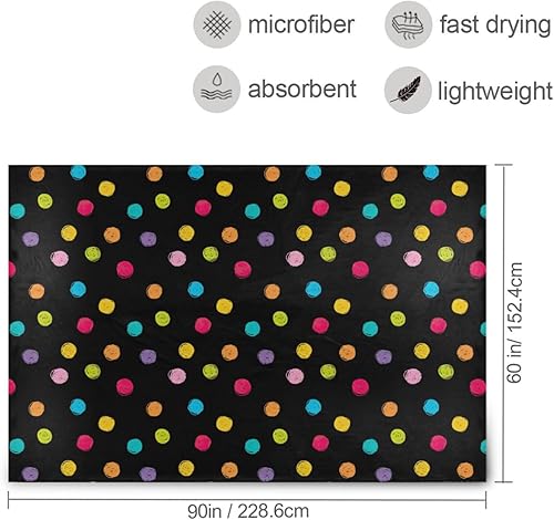 Miniatura 3 de KLL Crayon Polka Dots Black Pattern Throw Blanket 60"x90" Flannel Spring Blanket for Couch, Living Room, Chair, Holiday Microfiber Microfiber Plush