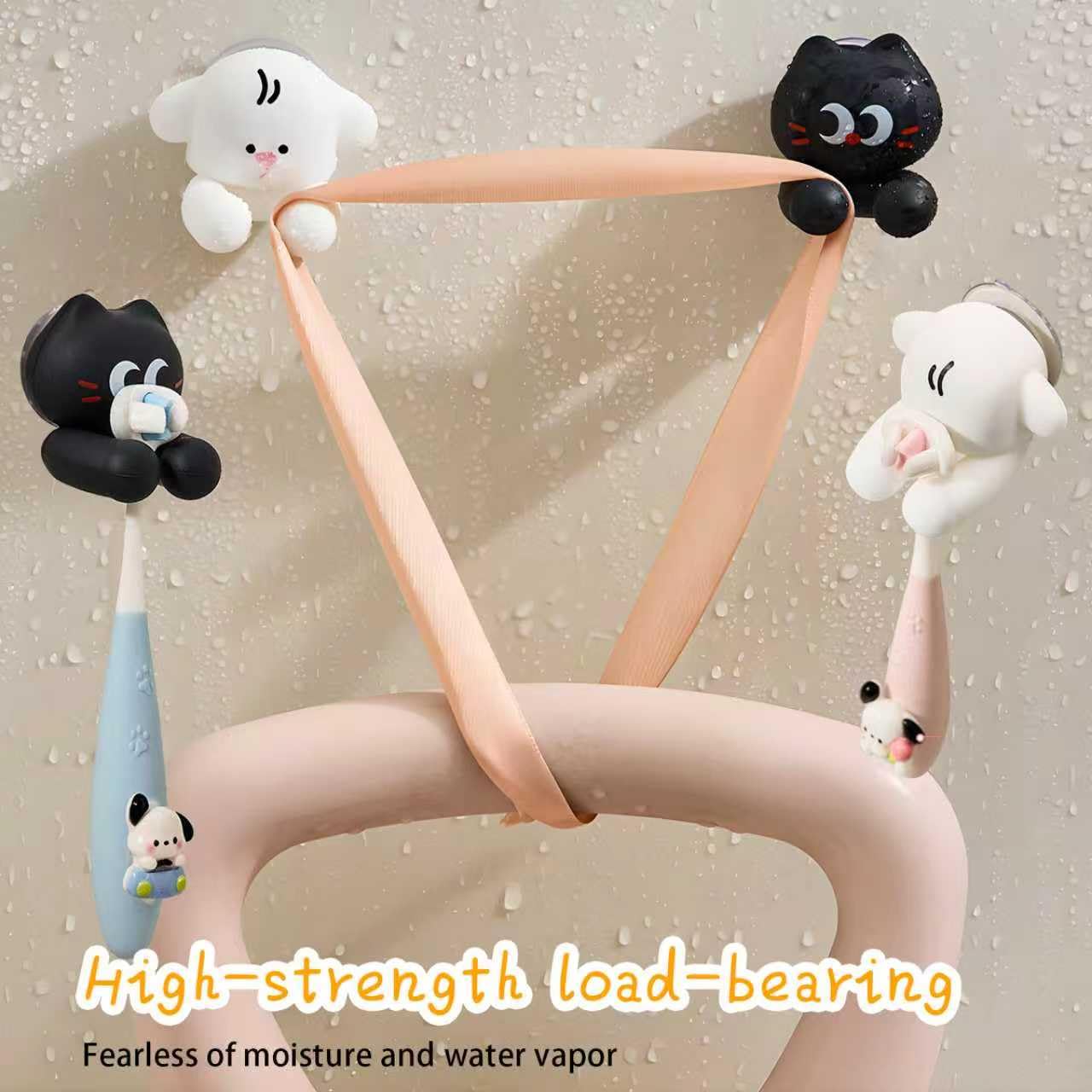 2 soportes para cepillos de dientes de baño para niños, soporte de silicona con ventosa para cepillo de dientes, bonito diseño de gato y perro, perfecto para niños y familias