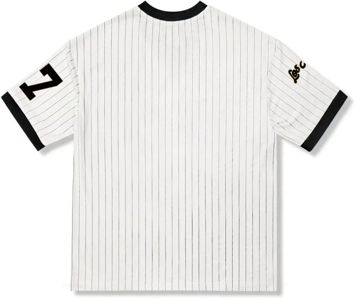 Oversized Jersey Shirts for Women Y2k Baseball Striped Number Graphic Tees V Neck Tshirt Casual Streetwear Tops - Image 6