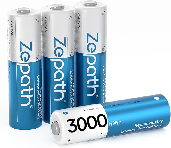 AA Rechargeable Batteries, 4 Pack Lithium Battery 3000mAh High Capacity Rechargeable Batteries, 1.5V Constant Outpu 1600 Cycles, Battery AA Low Self-Discharge - 1
