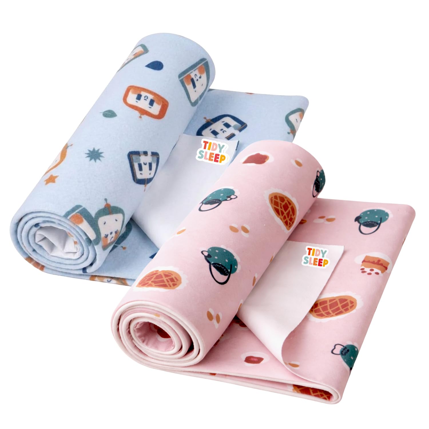 Tidy Sleep Printed Baby Dry Sheet Waterproof Mattress Protector for Newborns | Soft Quick-Dry Bed Protector Mat | Reusable Leakproof | Robo Love & Sweet Treat Pack 2 (Medium)-image-32